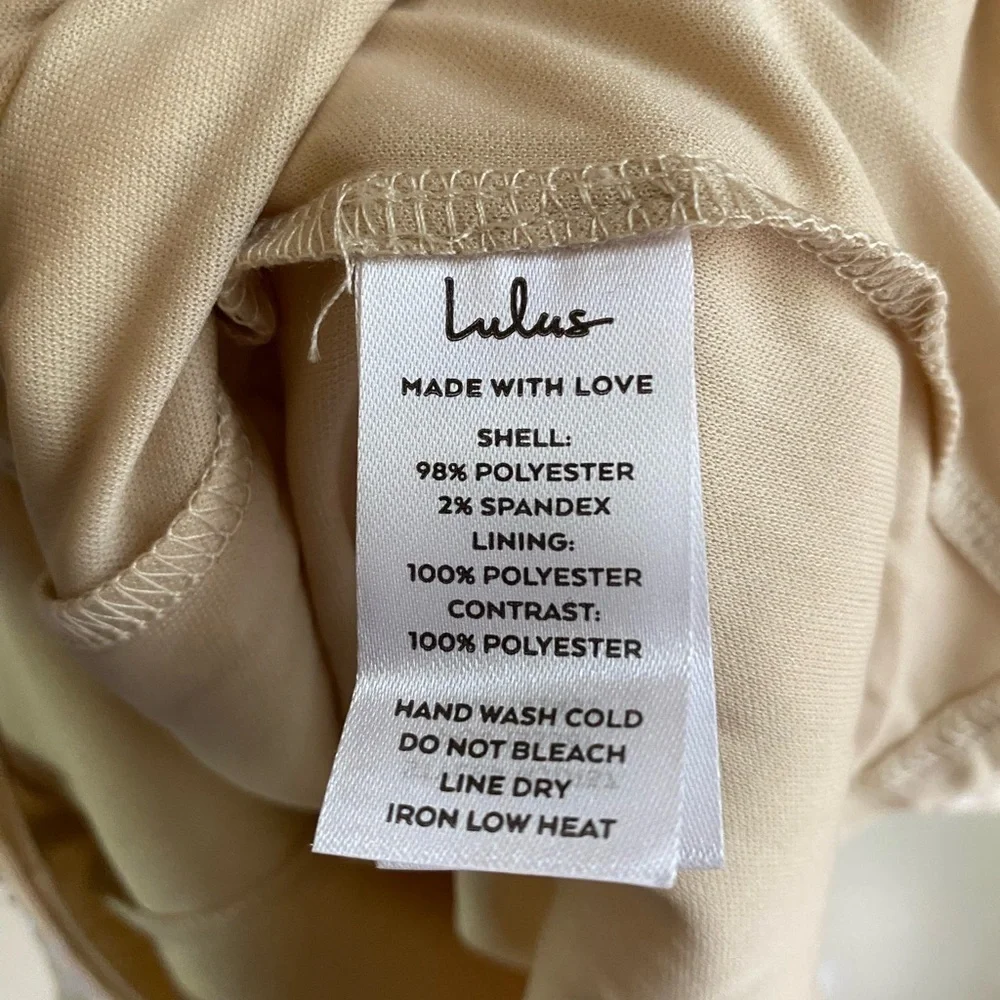 Lulus-NWT size XL/size 14 “Yours To Keep” Beige/White Sequin Mini Dress Back zip - Picture 17 of 17